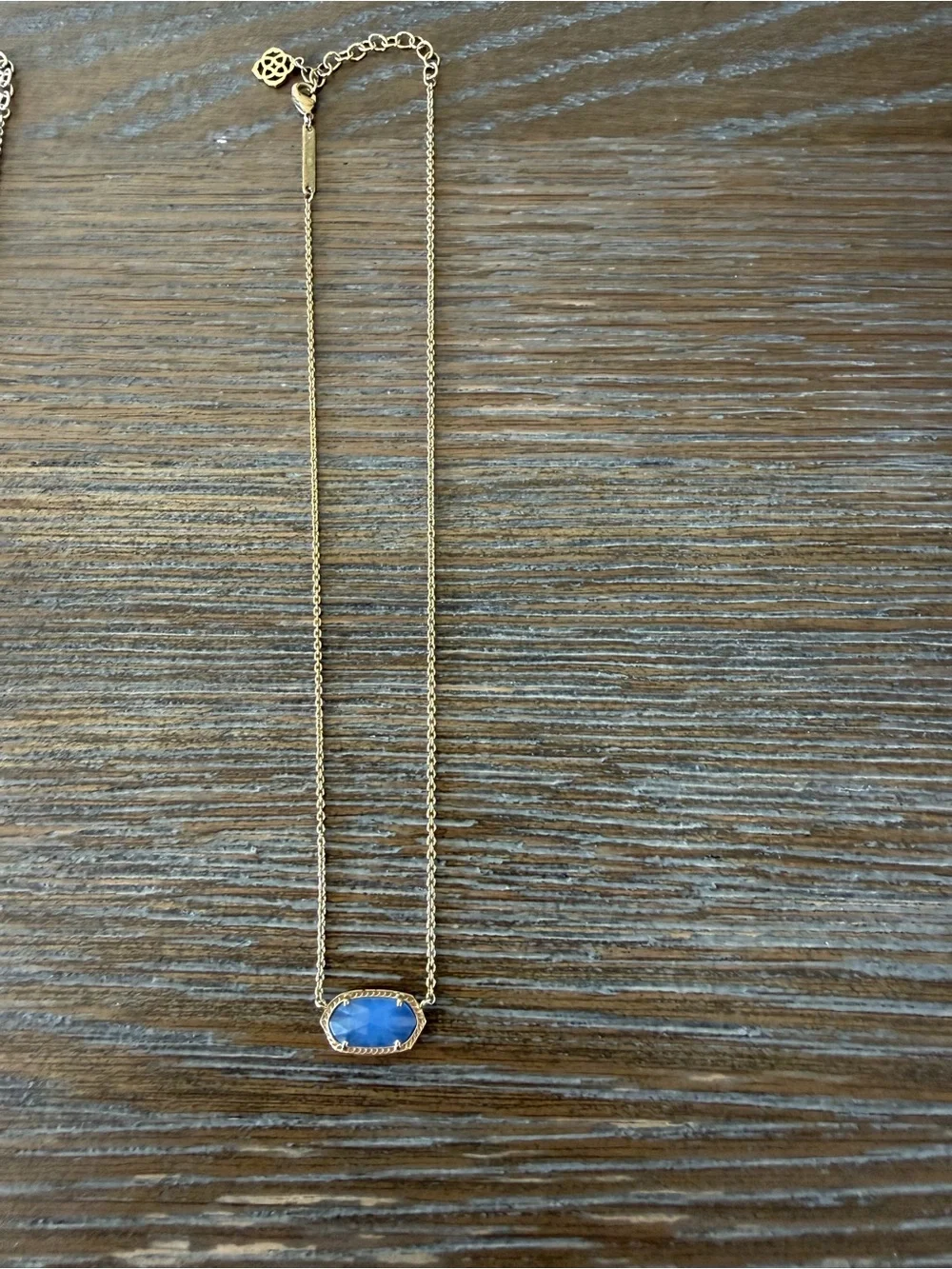 Kendra Scott Gold Necklace with Blue Faceted Pendant